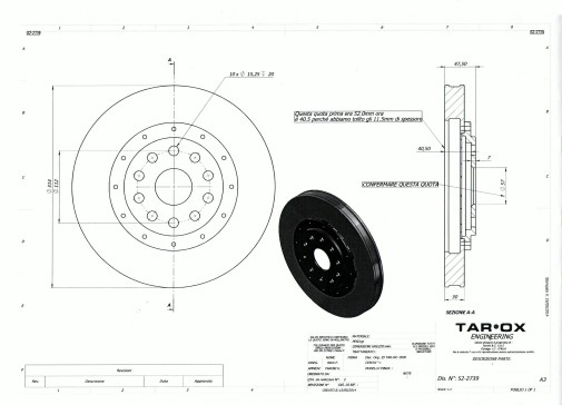 disegno tecnico disco freno